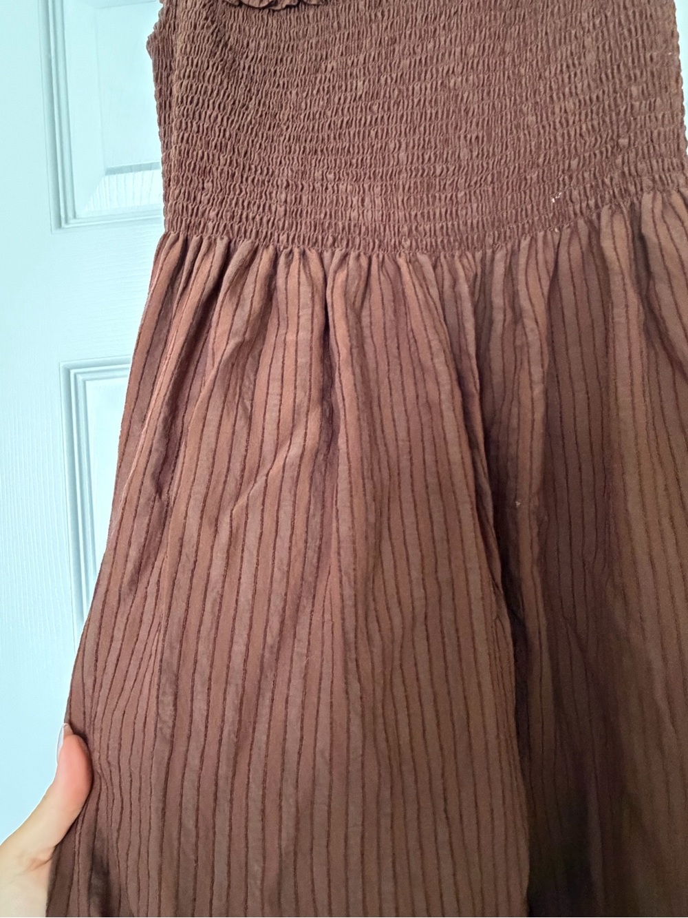 Hill House Marguerite Dress - Brown Tonal Searsucker - Picture 6 of 7
